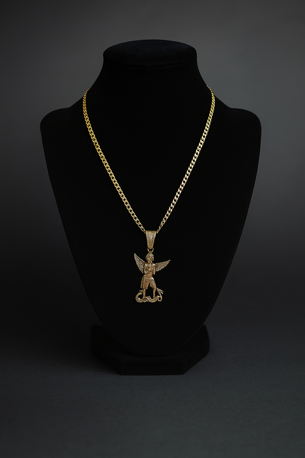 14K Gold Cuban. San Miguel Pendant Necklace"