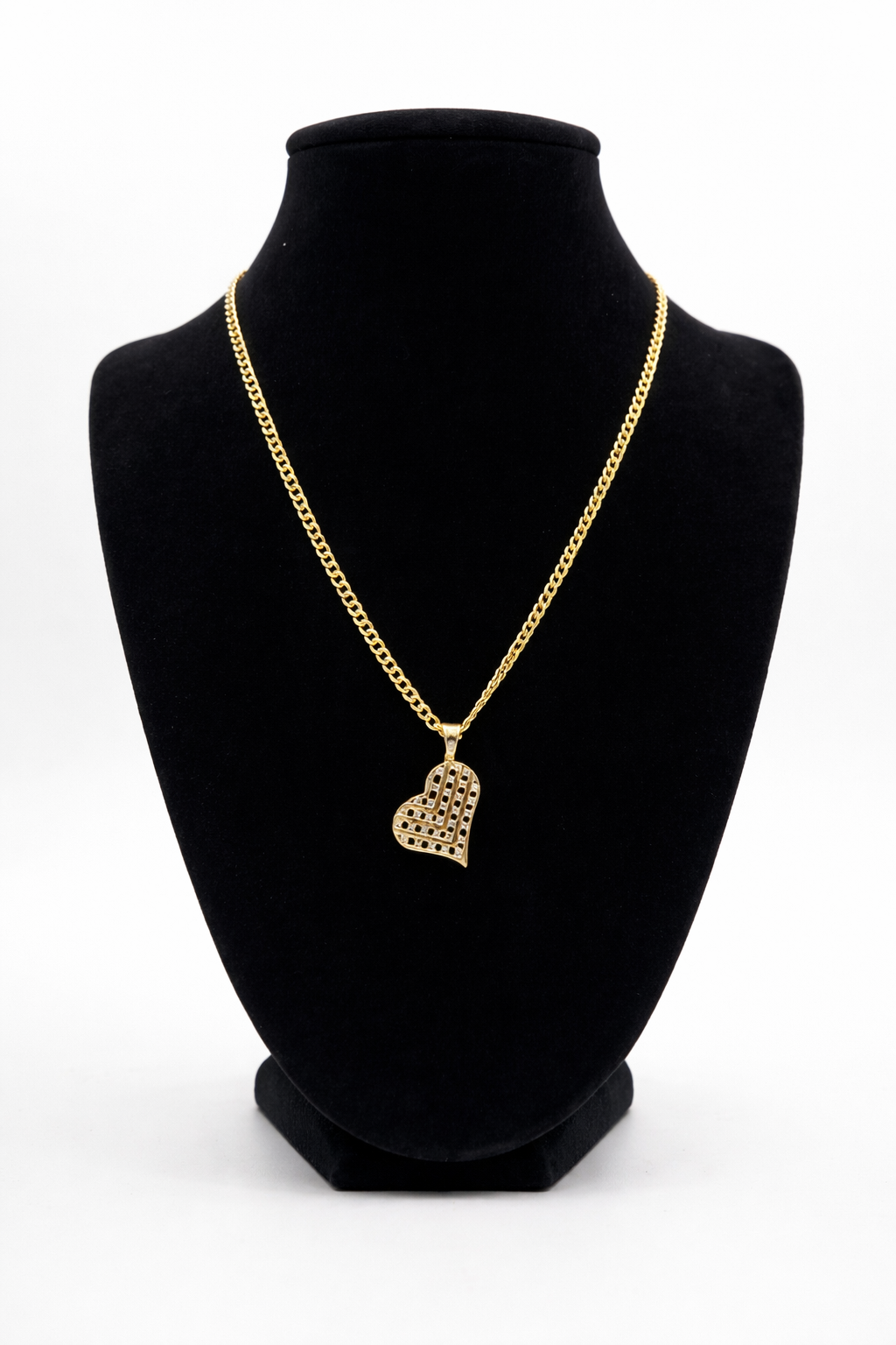 14K Cuban Chain with Heart Medallion