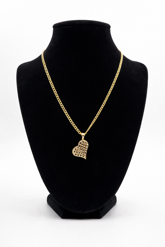 14K Cuban Chain with Heart Medallion